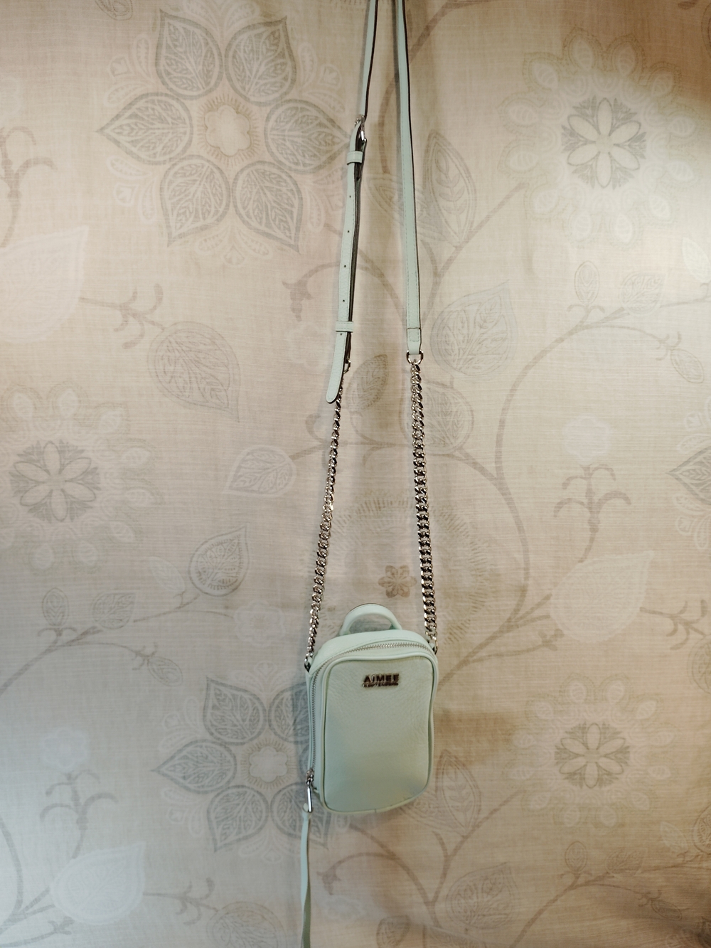 Aimee Kestenberg Mint Green Crossbody Bag with Silver Chain - Picture 2 of 5